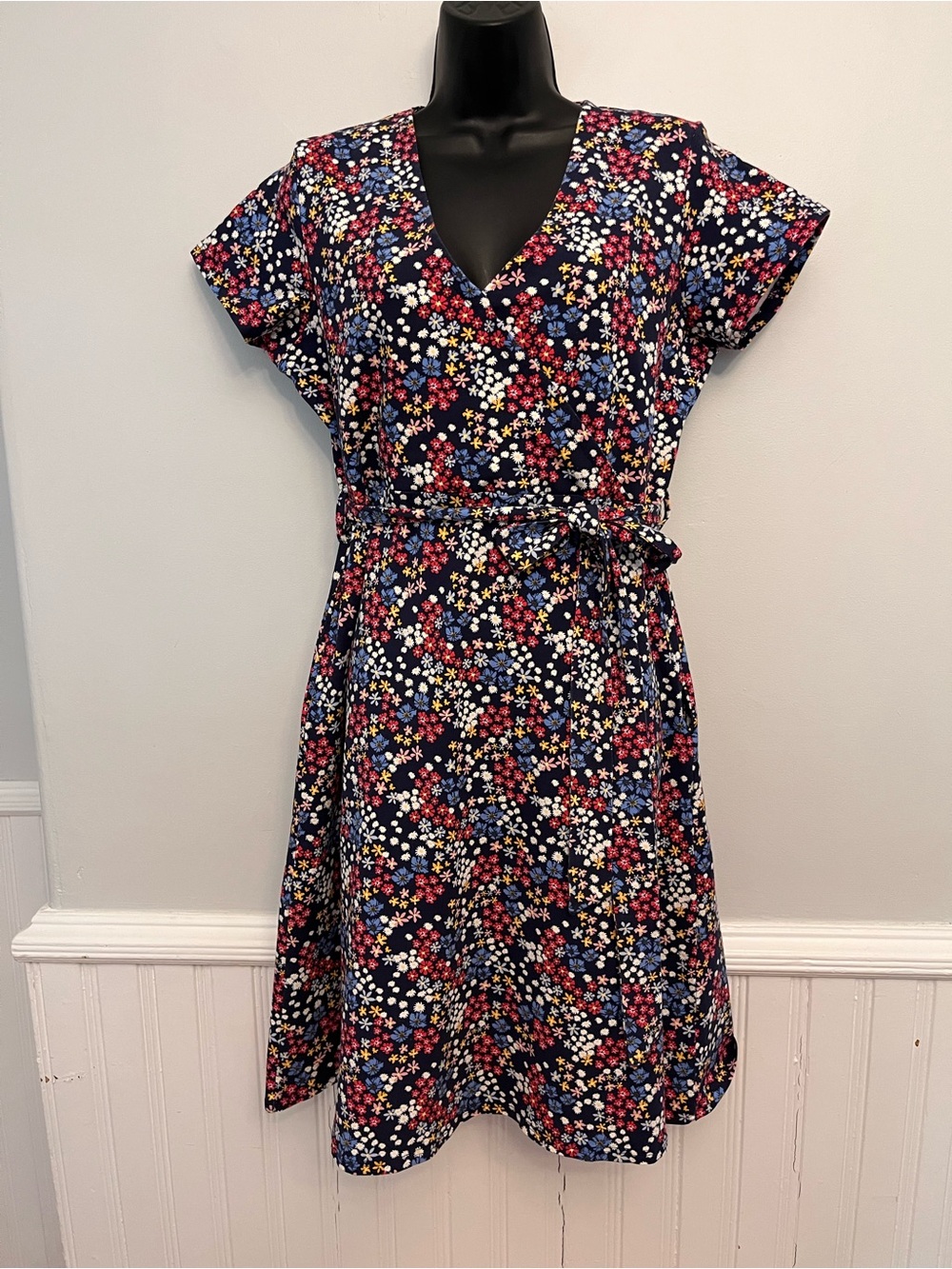 Mountain Warehouse Floral Belted Mock Wrap Dress, Size 12